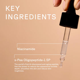 Acure dispensed drops showing serum texture and quick absorption benefit