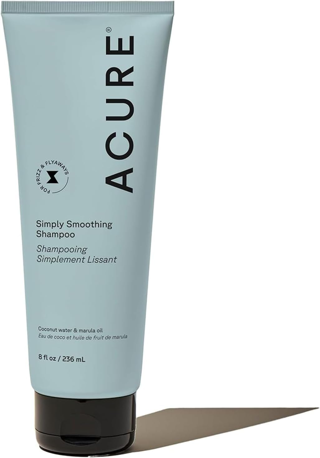 Acure bottle front view showing label and size with clear benefits