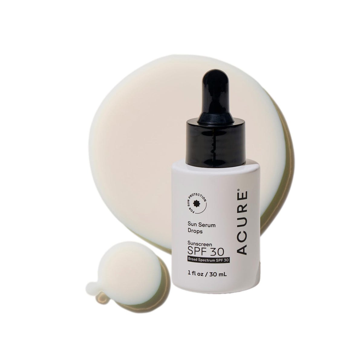 Acure sun serum front packaging showing compact bottle and SPF 30 protection