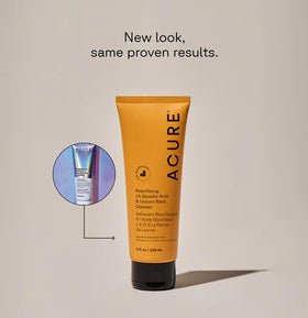 Acure cream-to-foam texture close-up delivering gentle exfoliation