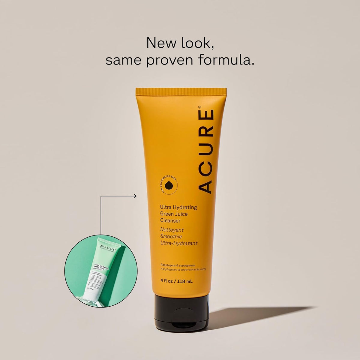 Acure close-up texture of smoothie-to-foam cleanser, hydrating feel