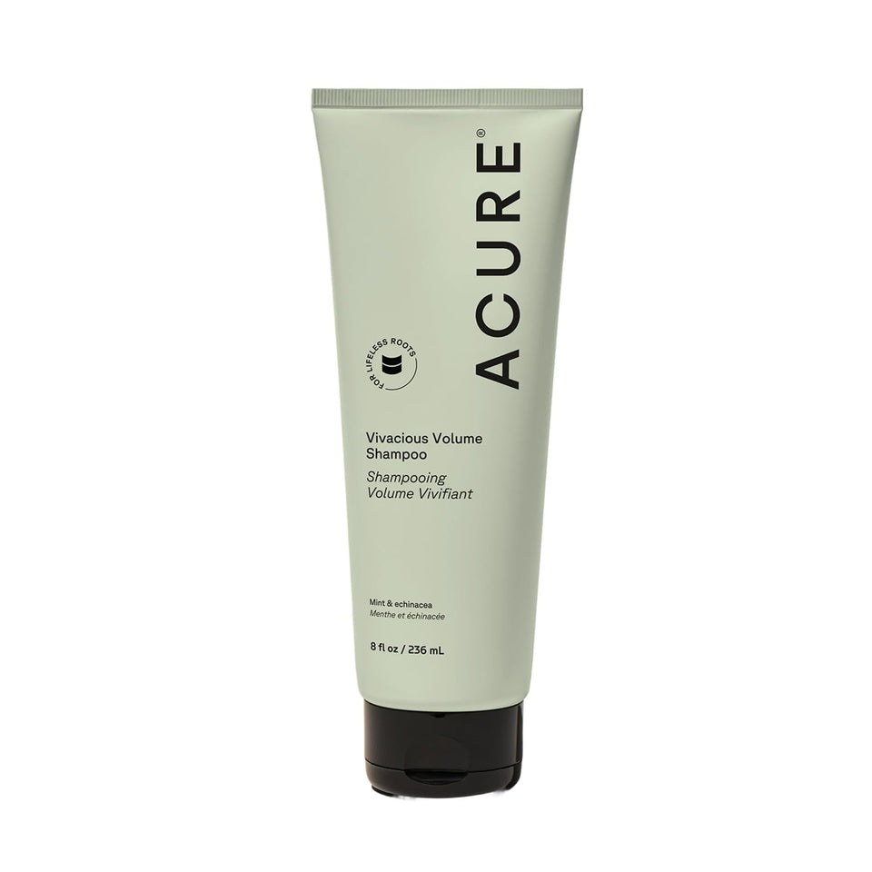 Acure bottle front view showing label and volumizing benefit