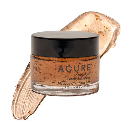 Acure jar front view showing label and benefit for clearer pores