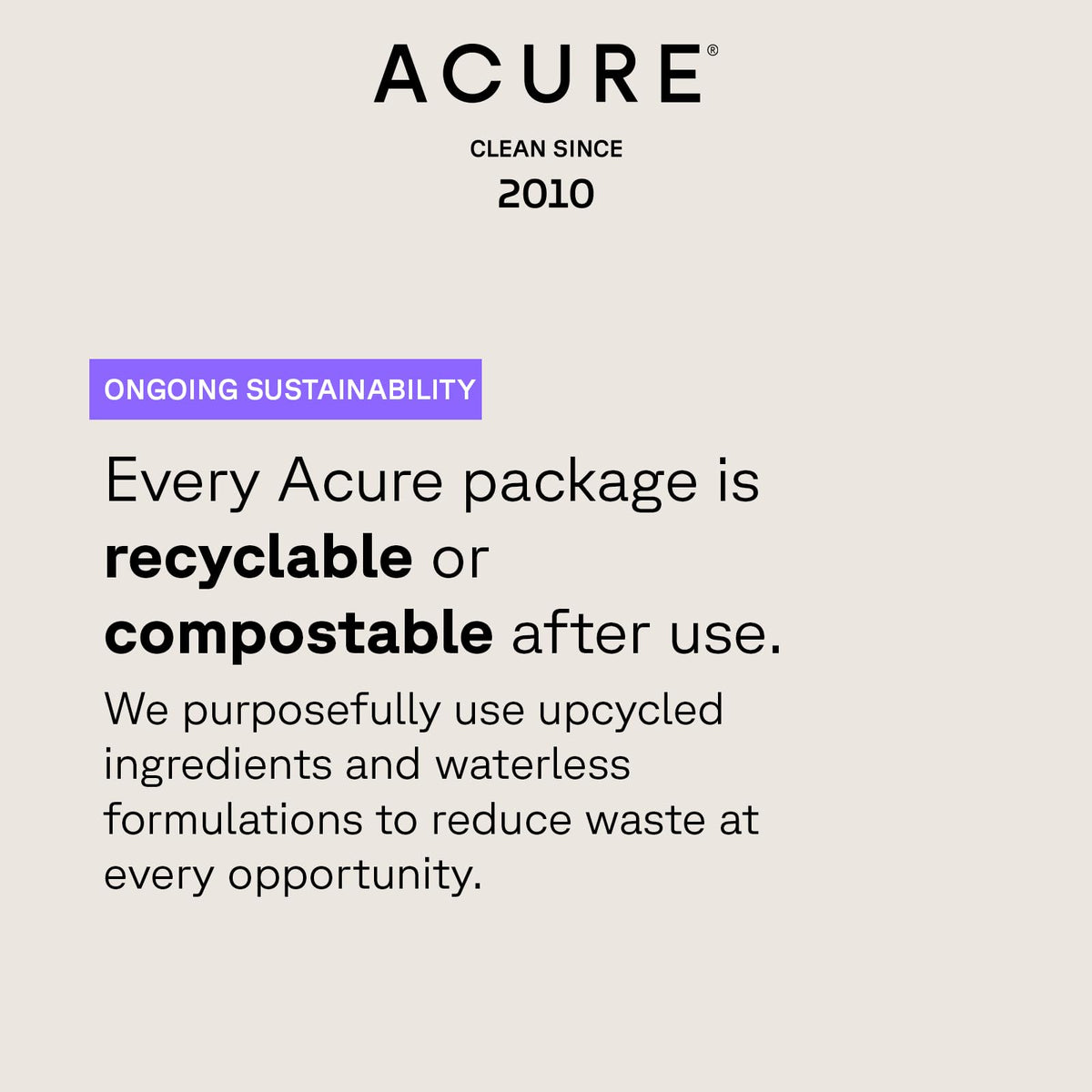 Acure label detail close-up showing ingredient highlights and clean formulation benefit