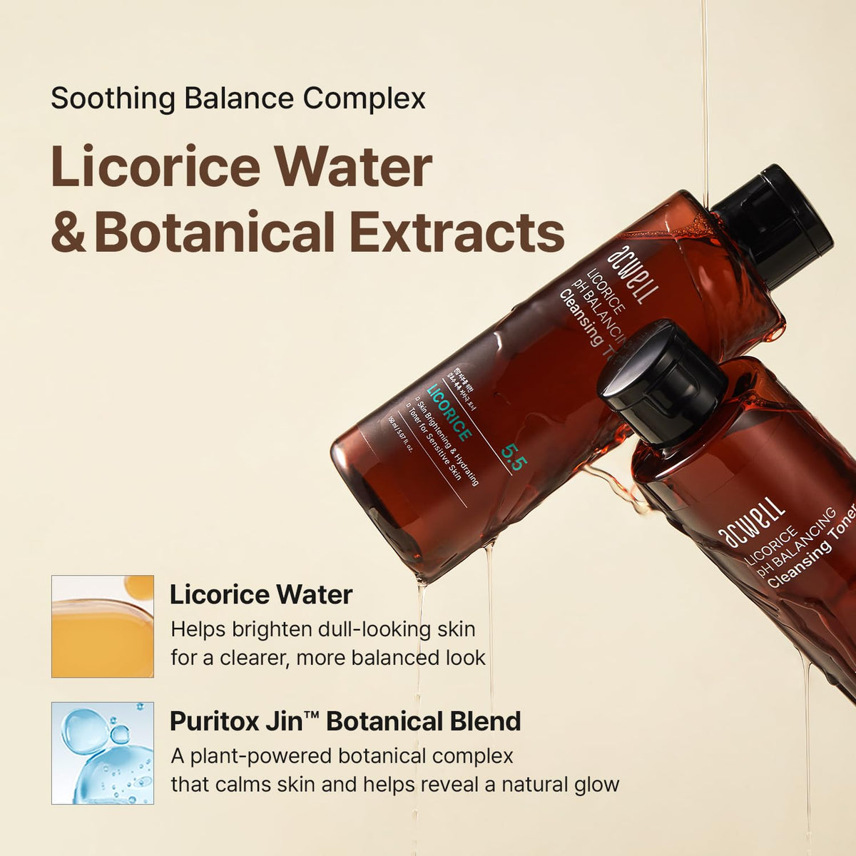 ACWELL bottle staged with other skincare items showing routine compatibility