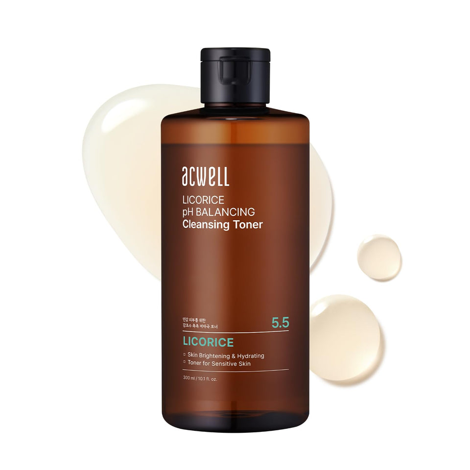ACWELL front bottle of licorice toner showing clean packaging and benefit