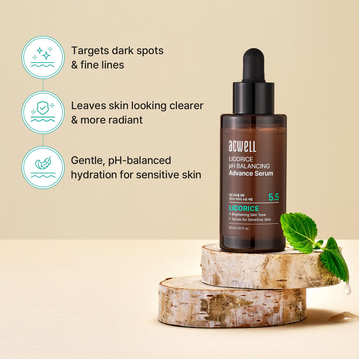 ACWELL silky serum texture pooled to show hydrating glow benefit
