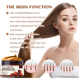 Applying A/D Infinity batana oil to hair demonstrating smoothing and shine benefit