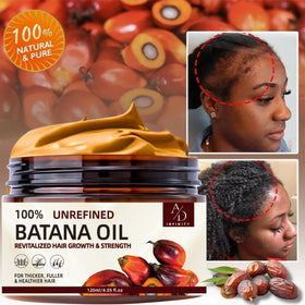 A/D Infinity pouring raw batana oil from bottle to show pure texture and easy dosing benefit
