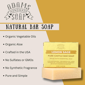Adams Handmade Soap close-up texture of bar revealing creamy surface