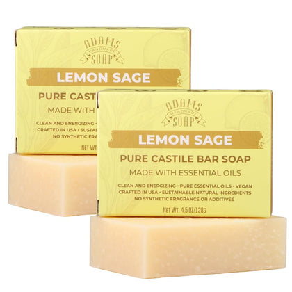 Adams Handmade Soap front packaging shows label and ingredients benefits