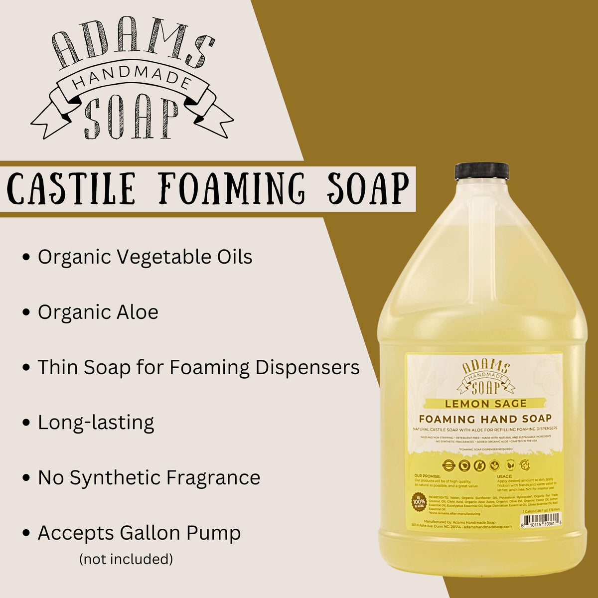 Adams Handmade Soap being poured into foaming dispenser for quick eco refill