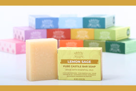 Adams Handmade Soap beside a ruler showing 4.5 oz size and scale