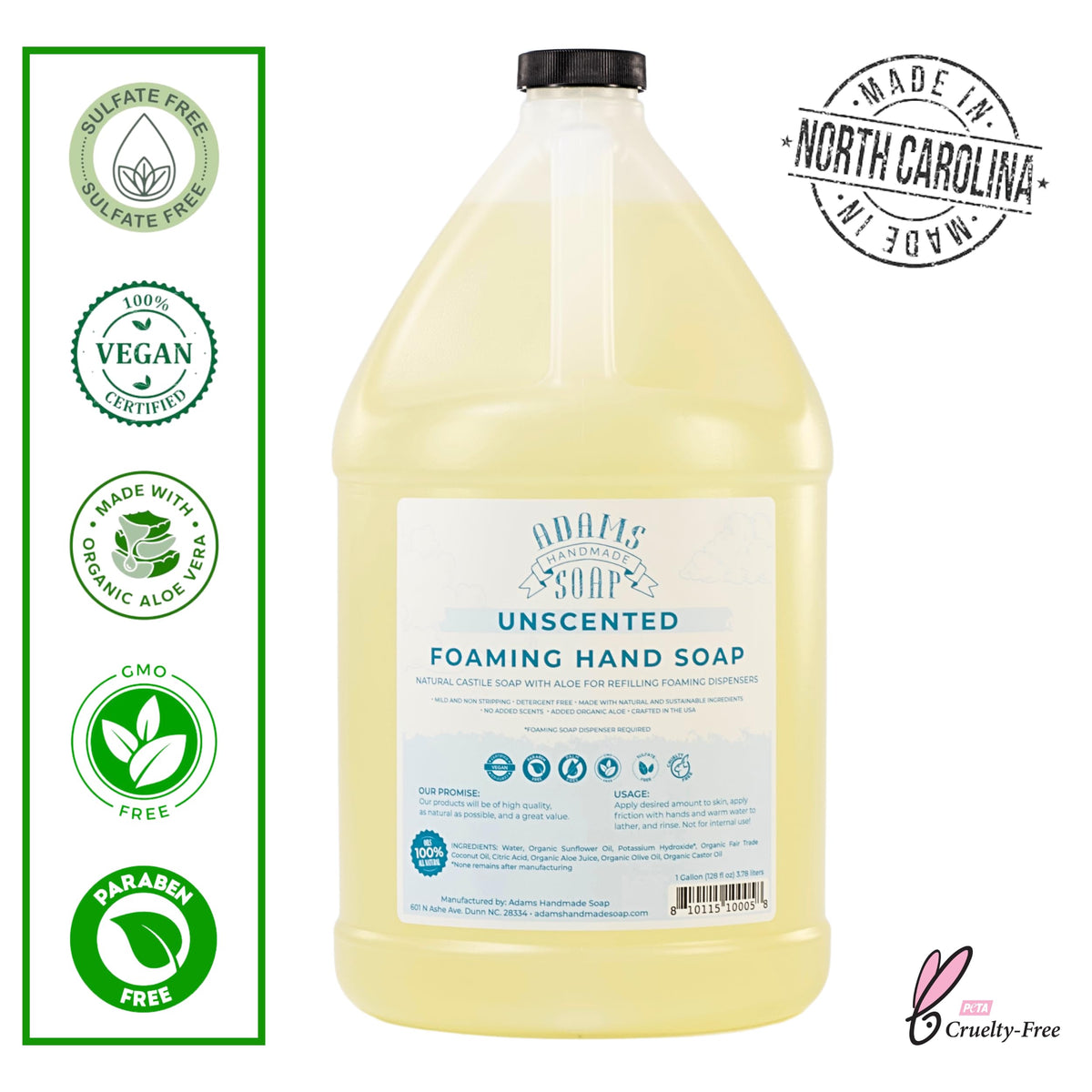 Adams Handmade Soap pouring from container close-up showing thin texture and easy flow