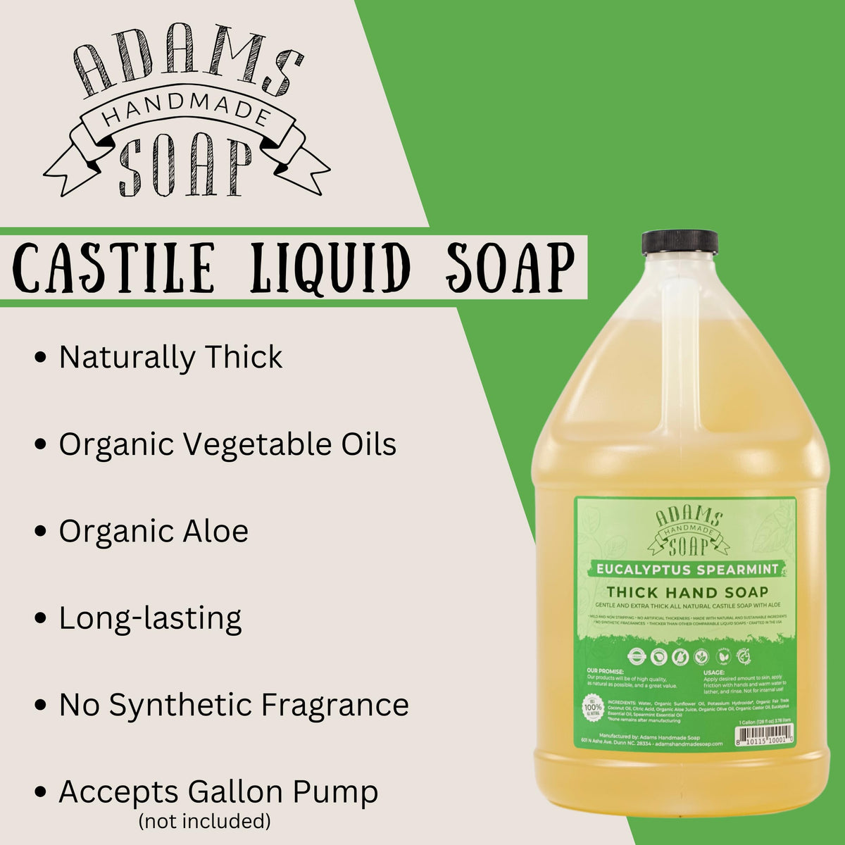 Adams Handmade Soap being poured into foaming dispenser demonstrating easy dilution and refill