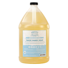 Adams Handmade Soap gallon bottle front showing label and eco benefits