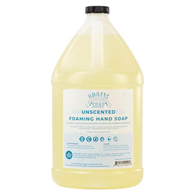 Adams Handmade Soap gallon container front view showing label and refill convenience