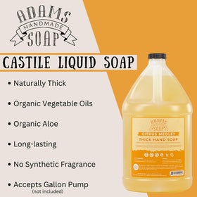 Adams Handmade Soap pouring into dispenser at sink for easy economical refills