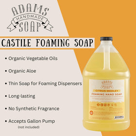 Adams Handmade Soap being poured into a foaming pump dispenser for easy, mess-free refills