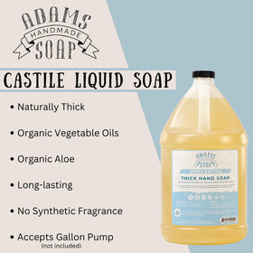 Adams Handmade Soap being poured into a foamer bottle showing easy refill benefit