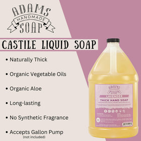 Adams Handmade Soap pouring refill into dispenser for easy, eco-friendly reuse