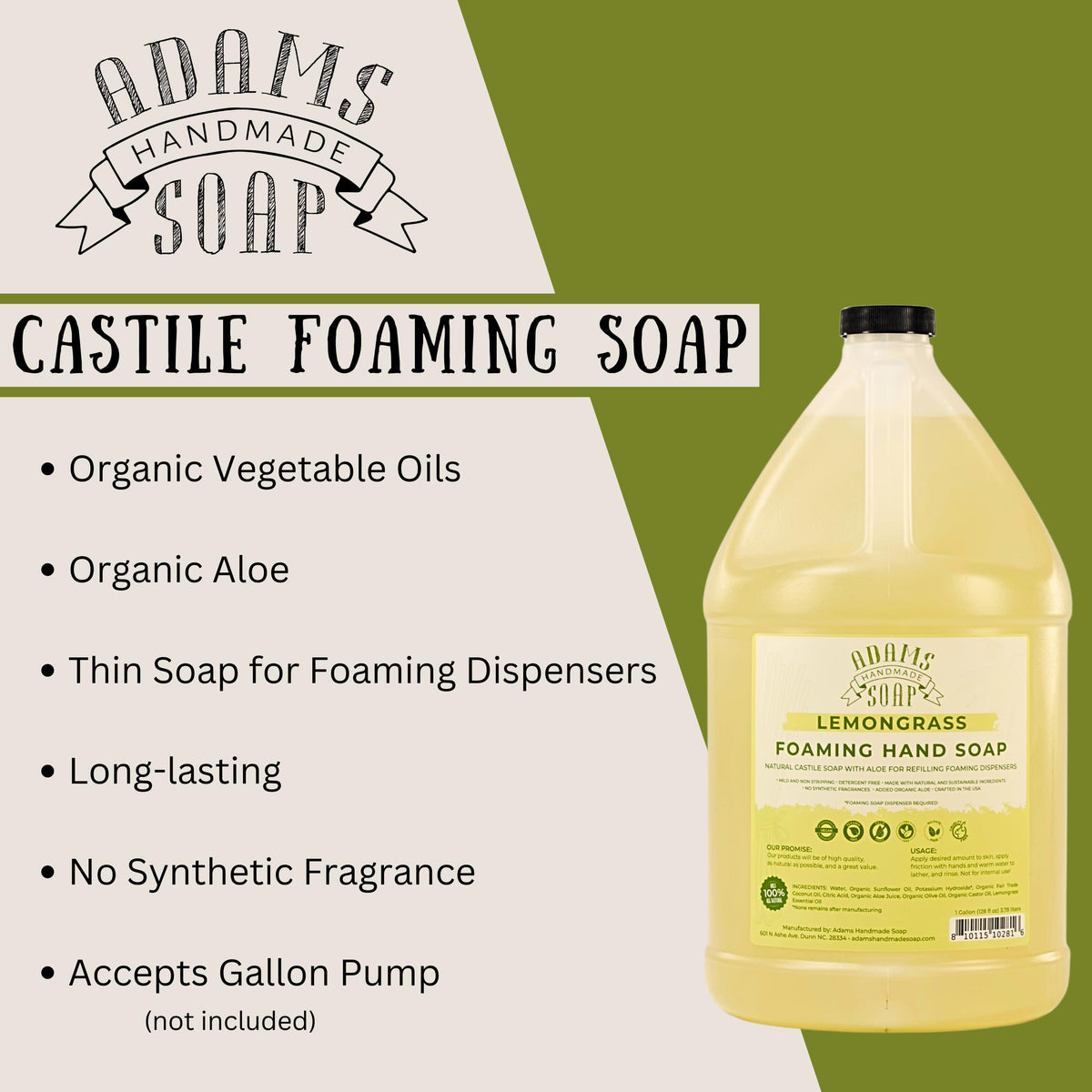 Adams Handmade Soap pouring into foaming dispenser for easy refill