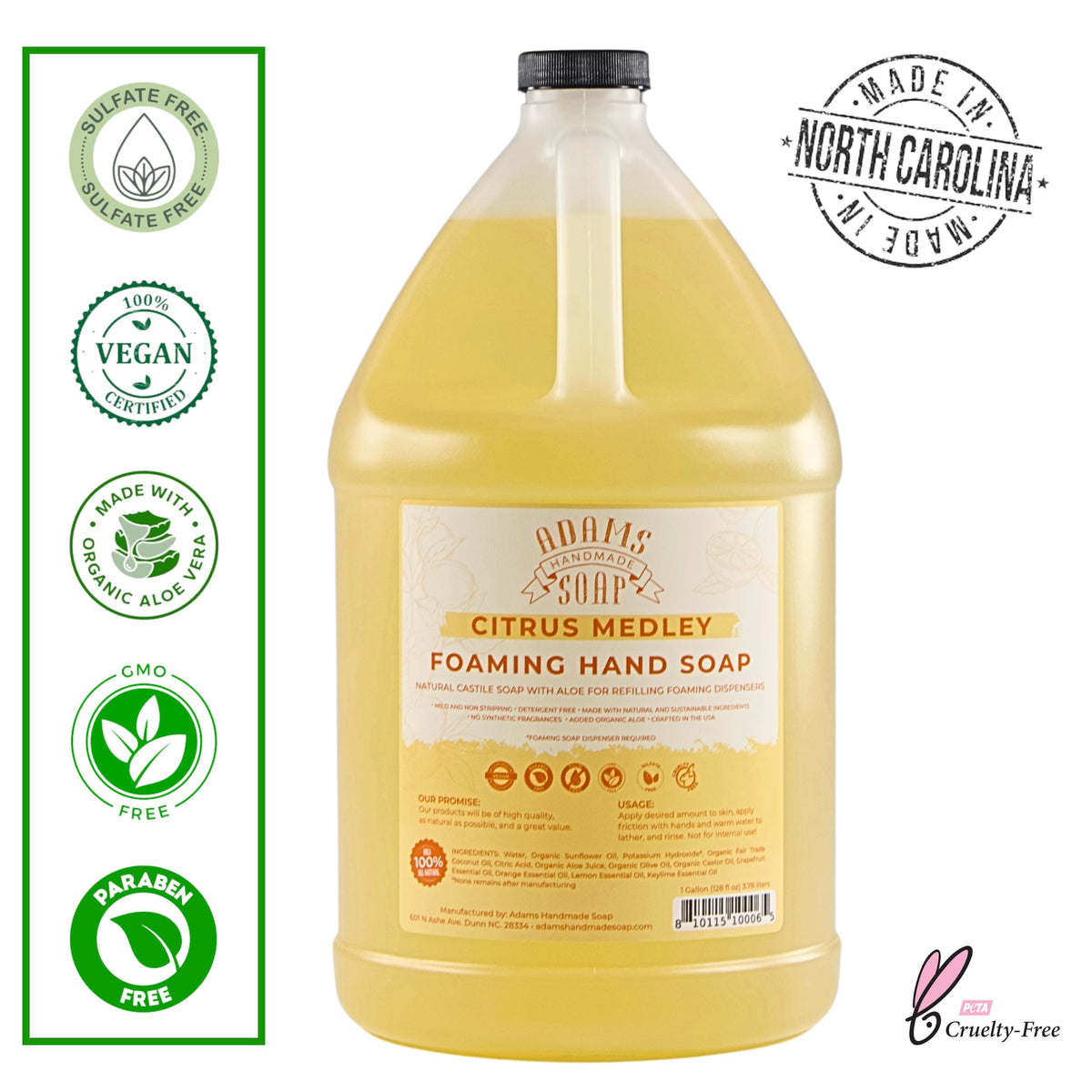 Adams Handmade Soap foamy texture close-up demonstrating rich, gentle foam for soft skin