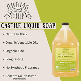 Adams Handmade Soap lemongrass gallon being poured into dispenser showing easy refill