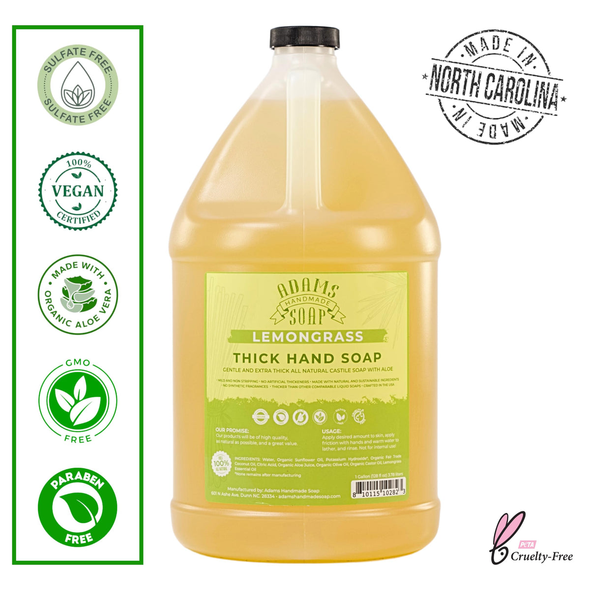 Adams Handmade Soap lemongrass liquid texture close-up illustrating thick concentrated formula