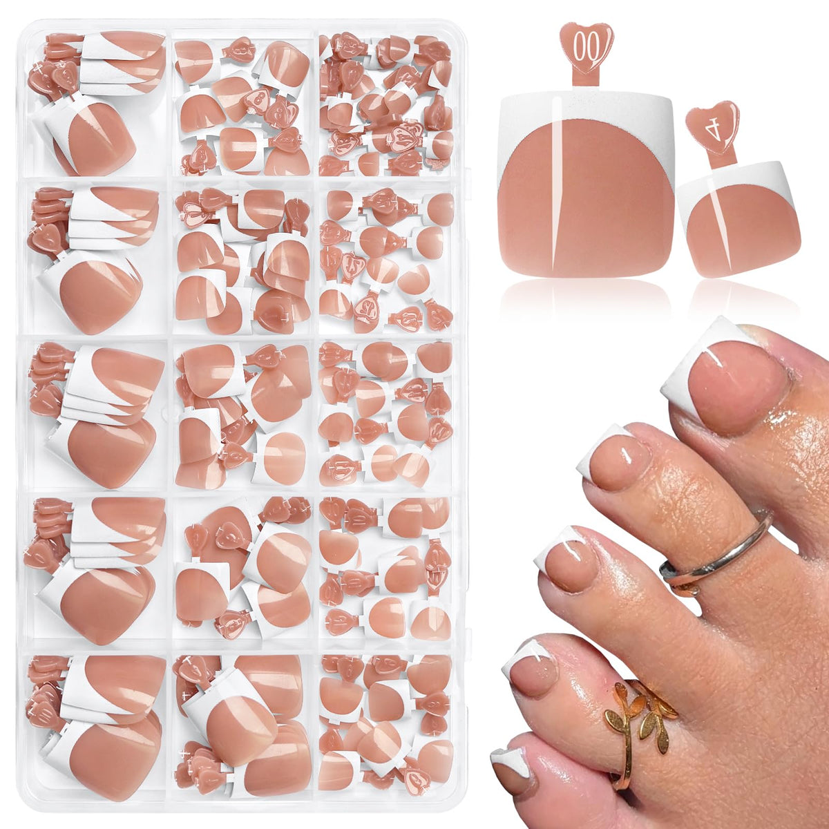 AddFavor front packaging showing brown French toe nails and kit convenience