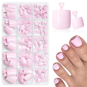 AddFavor front packaging showing 160 pink press-on toenails for quick pedicures