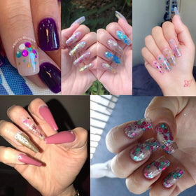 AddFavor finished manicure lifestyle shot showing multishape sparkle for inspiration