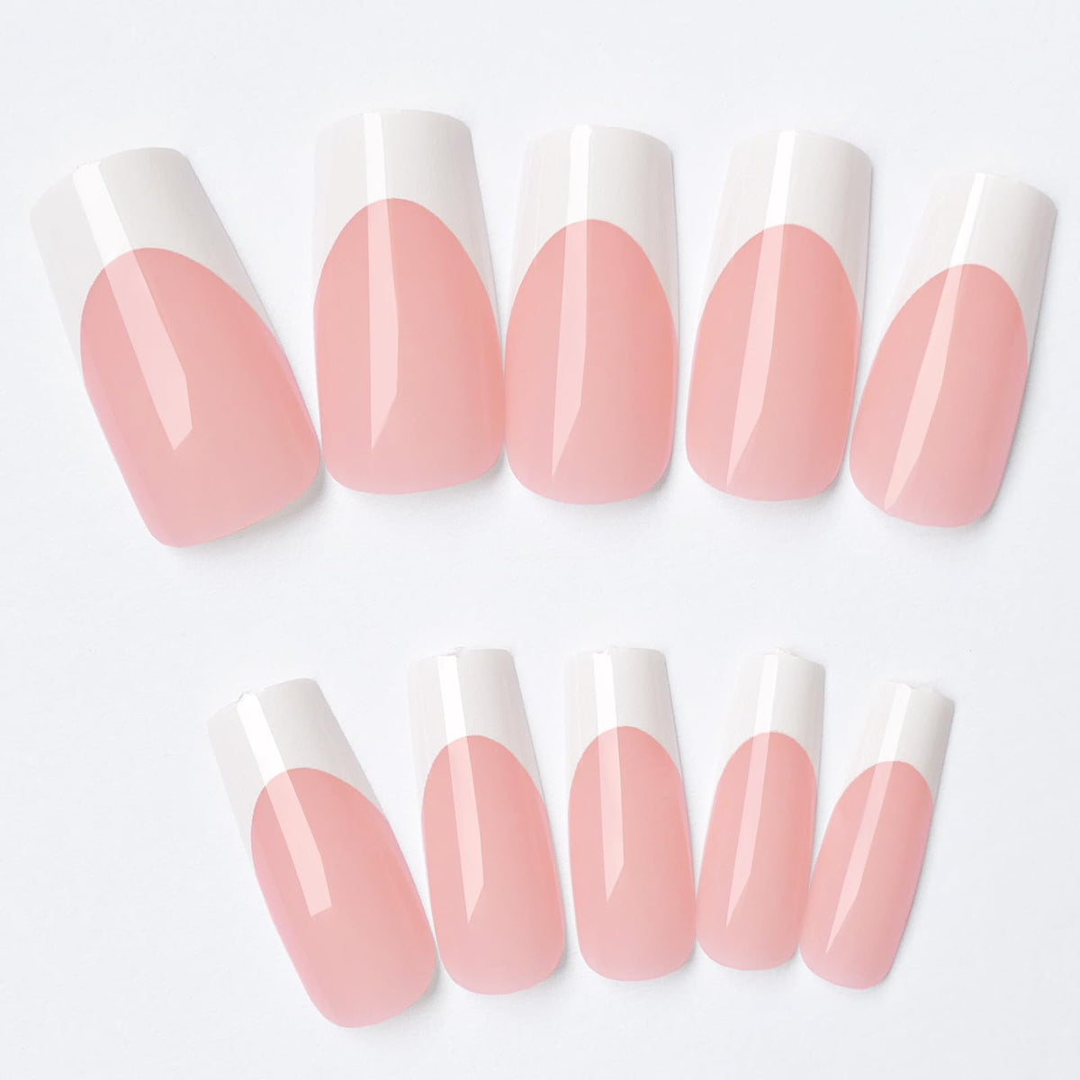 AddFavor close-up of medium square nail tips highlighting natural nude finish