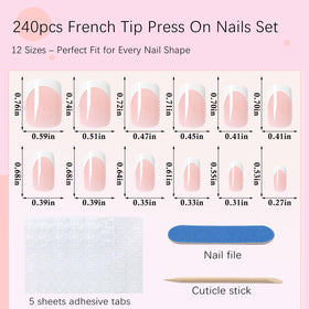 AddFavor layout displaying 12 nail sizes to ensure a precise fit