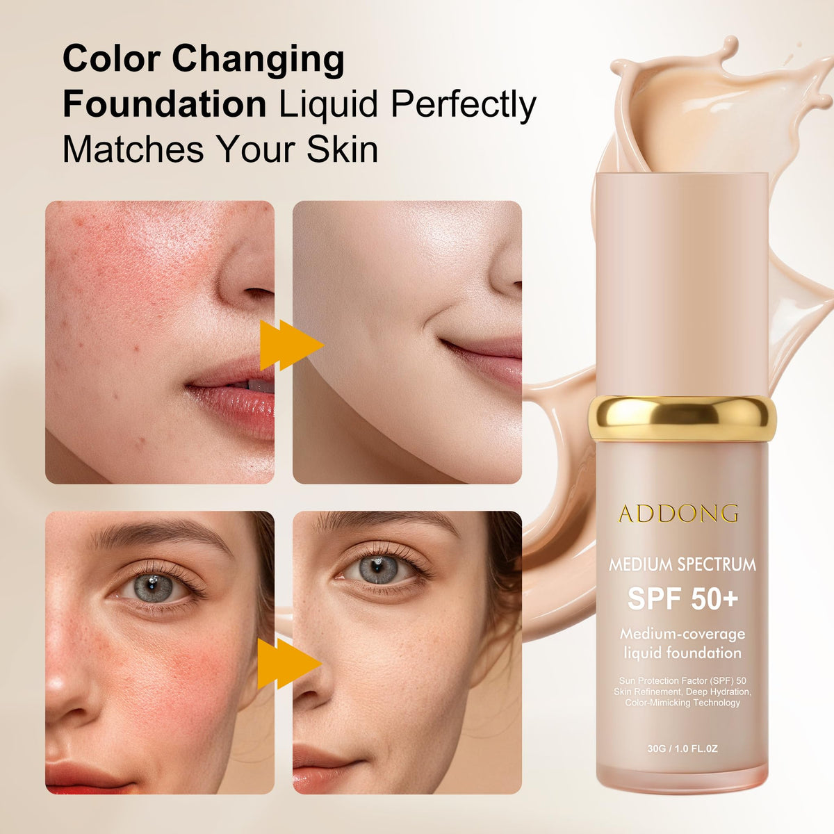 Addong application on hand blend demonstrating color-changing match benefit