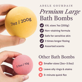 ADELEGOURDAIN bath bomb fizzing in tub demonstrating relaxing aroma diffusion benefit