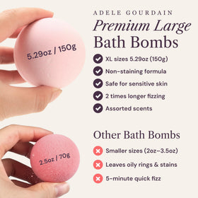 ADELEGOURDAIN bath bomb dissolving in tub demonstrating longer soak benefit