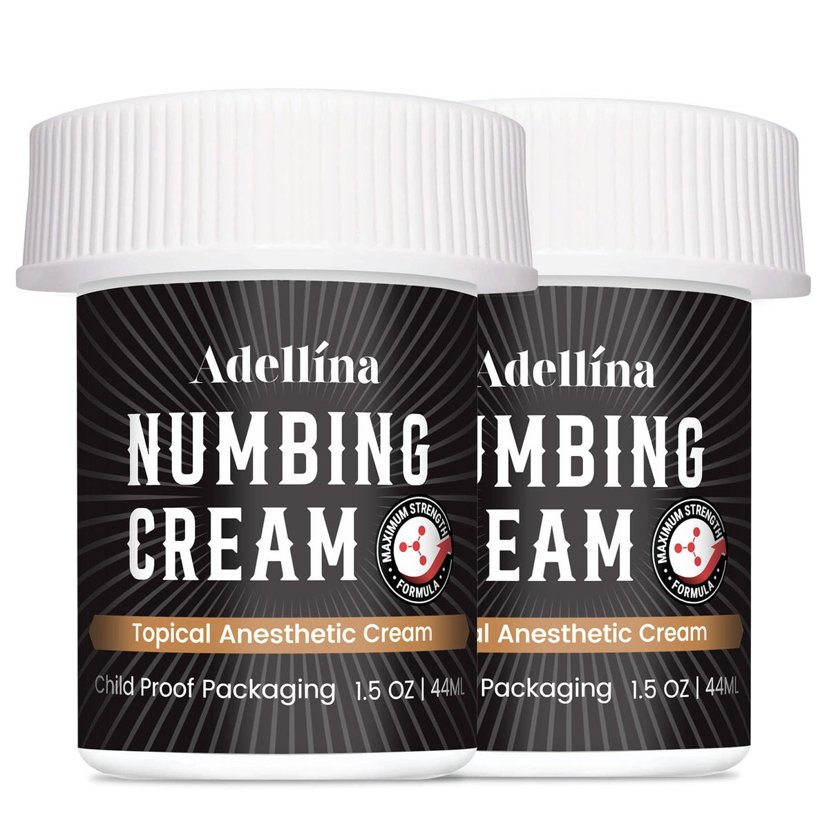 Adellina front packaging showing tube and label and quick topical relief