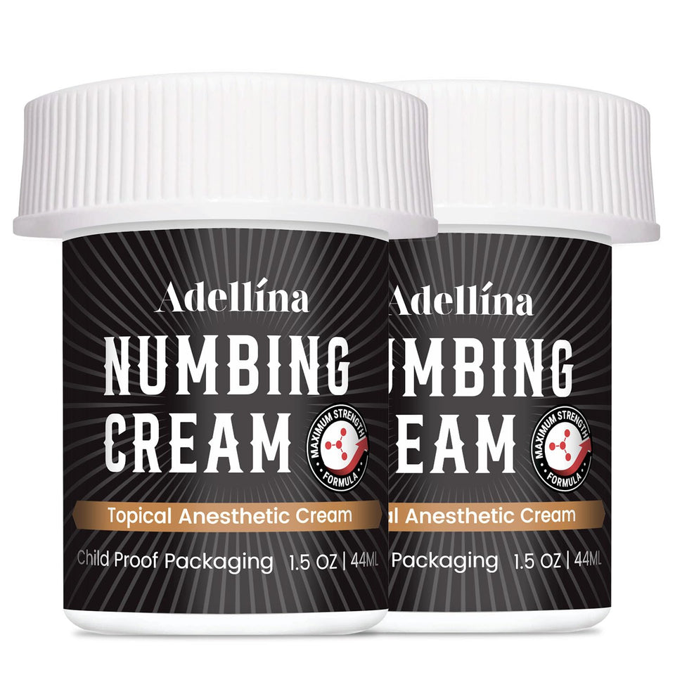Adellina front packaging showing tube and label and quick topical relief