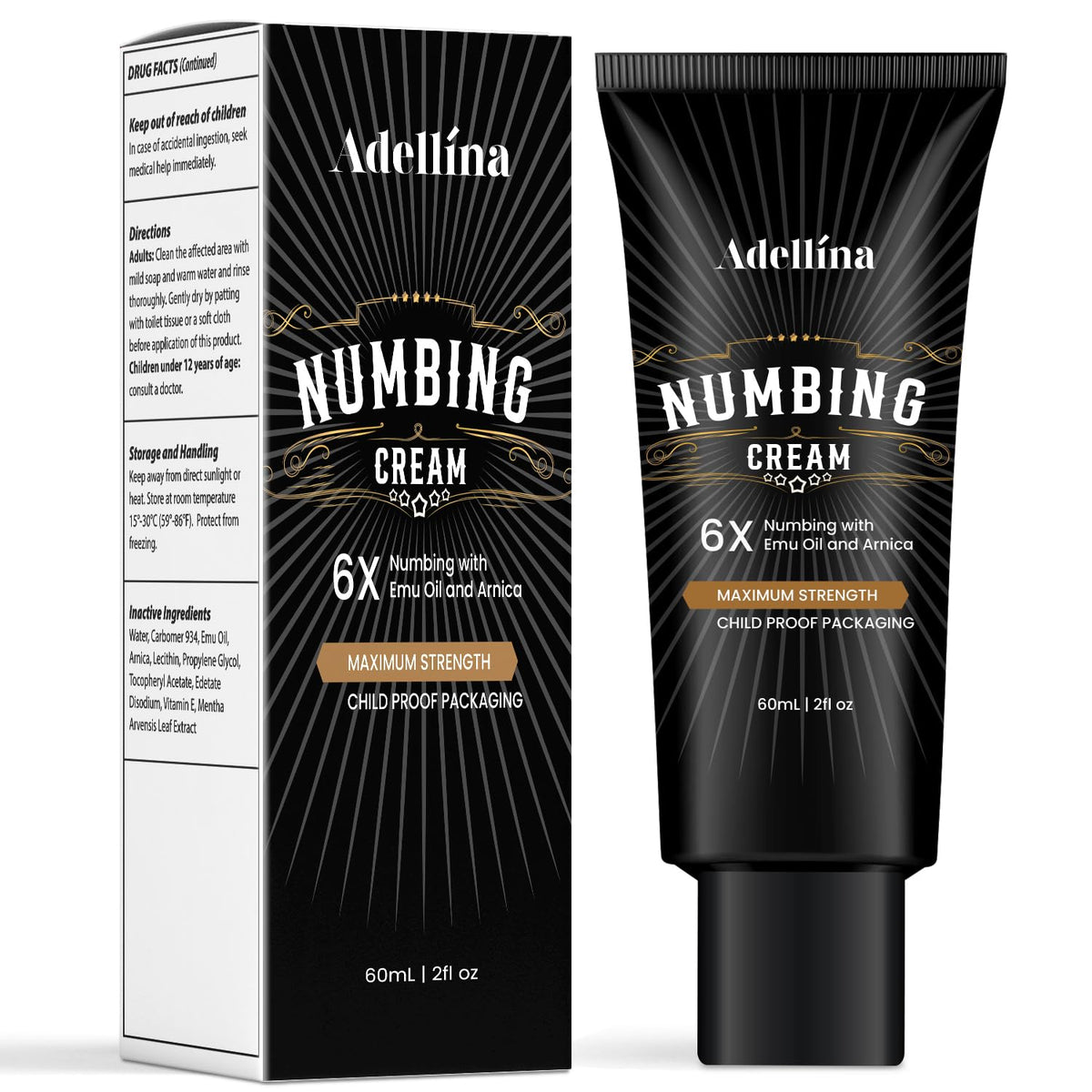 Adellina front packaging showing jar and benefit for quick soothing