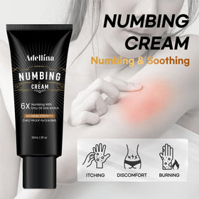Adellina tube close-up label highlighting formula and calming properties