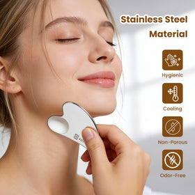 ADETON brush in use on neck demonstrating lymphatic drainage and reduced puffiness