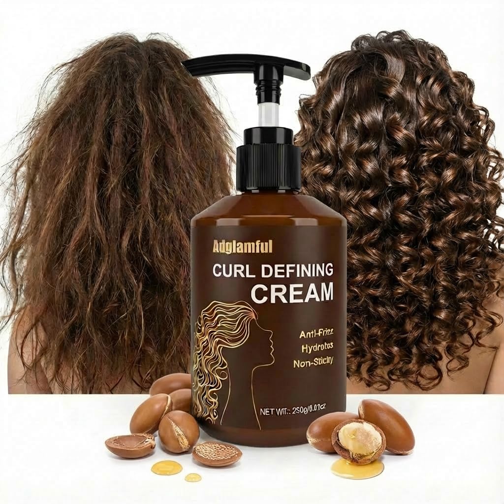 Adglamful front packaging showing product and benefits for defined curls