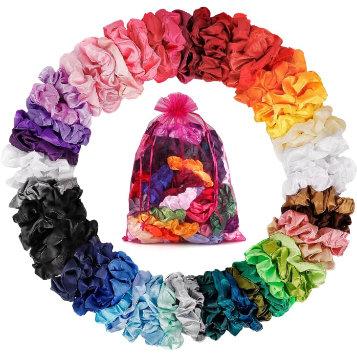 ADRIONE front packaging showing 60-piece colorful scrunchie set and box, convenient storage
