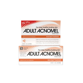 Adult Acnomel front tube showing product branding and size, clear packaging benefit