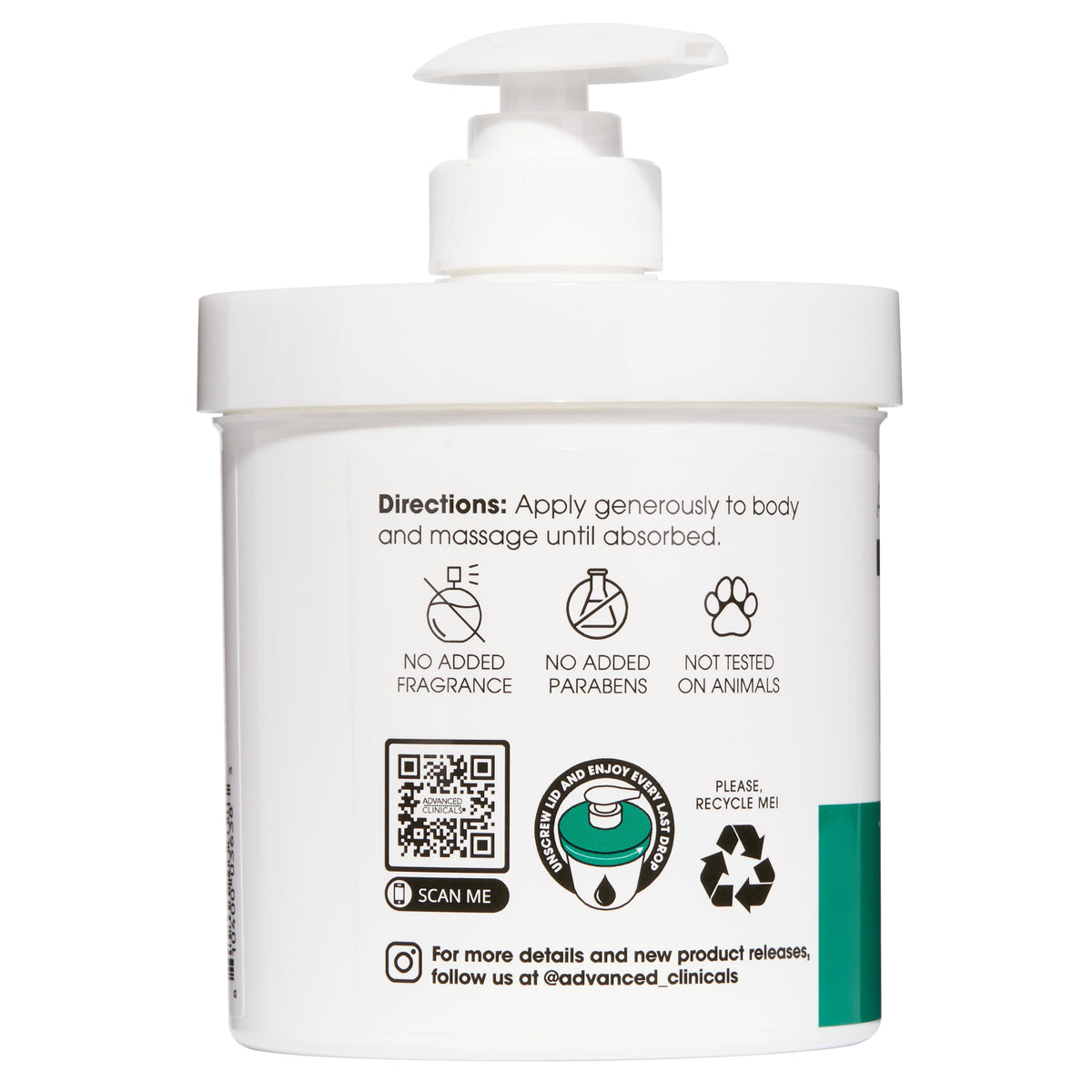 Advanced Clinicals 15 oz tube beside a hand for size and usage clarity