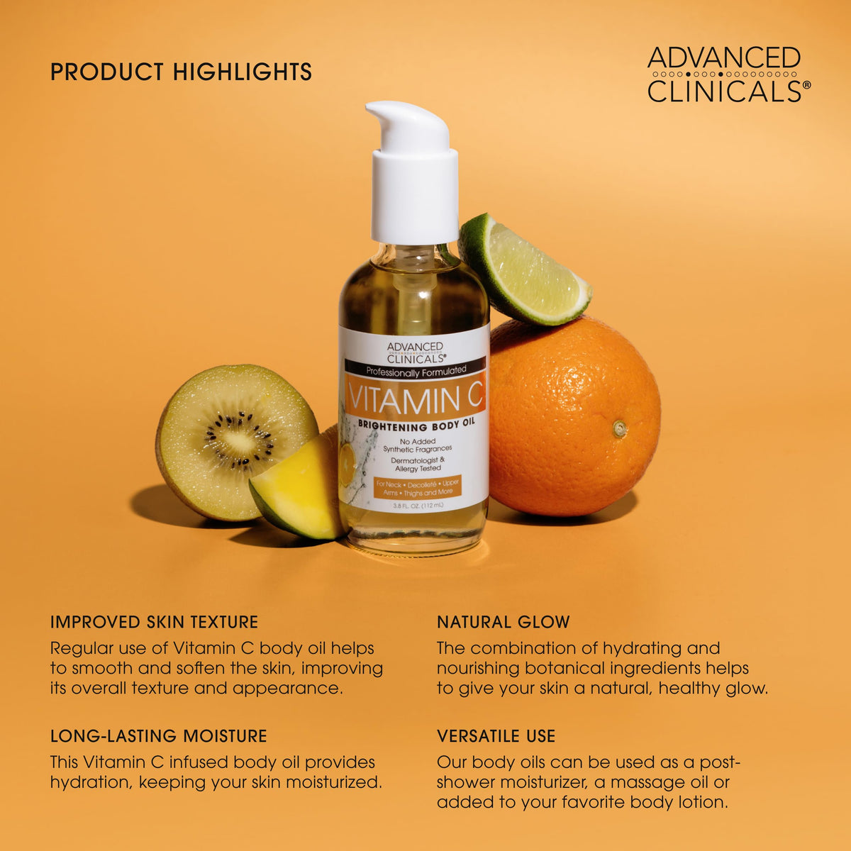 Advanced Clinicals 3.8 fl oz next to coin for size and portability benefit