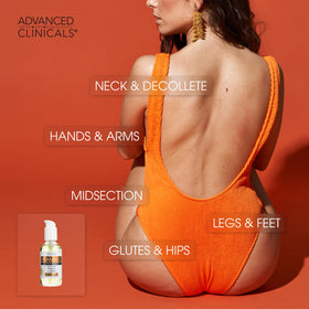 Advanced Clinicals after-application on arm showing visible radiance and improved texture benefit