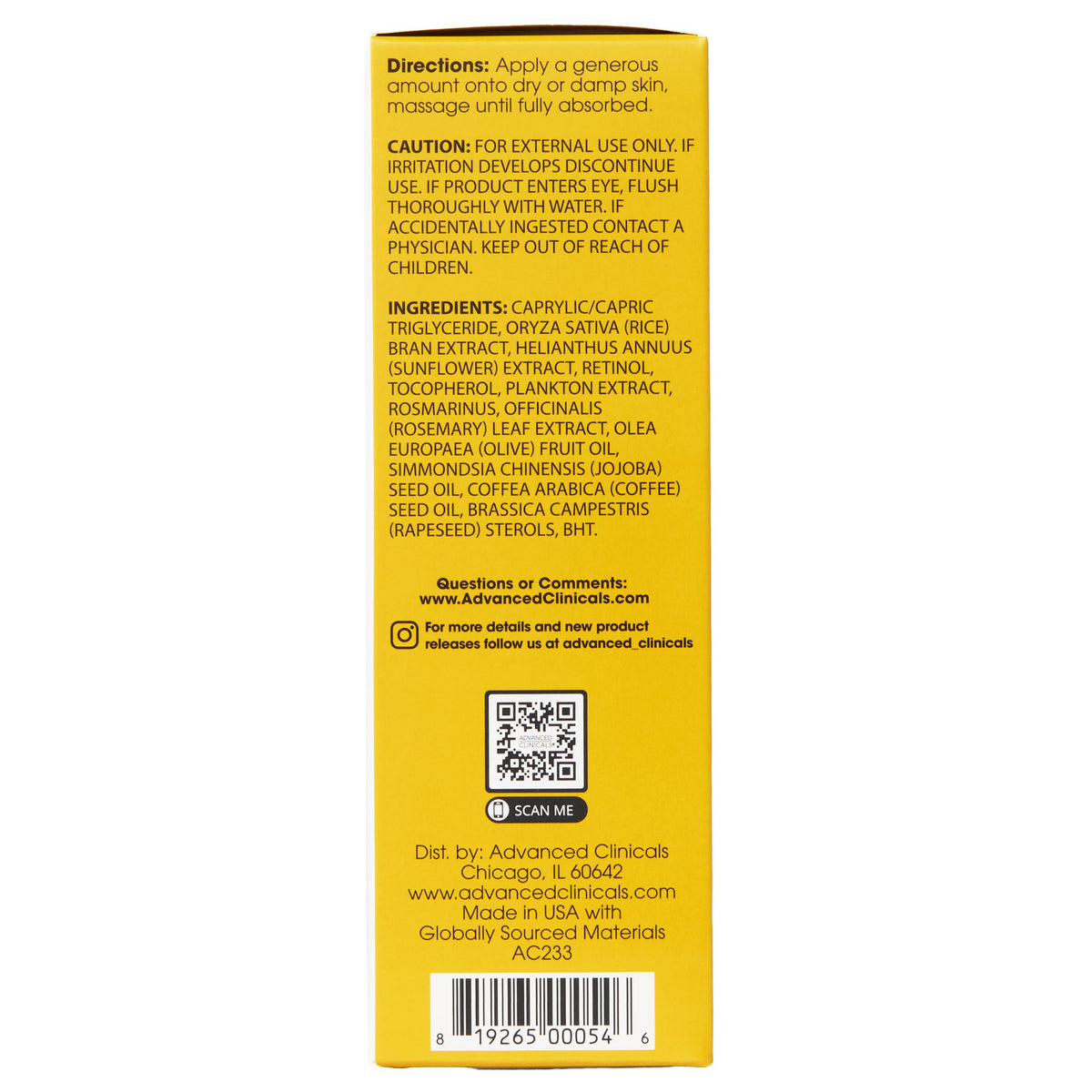 Advanced Clinicals algae and coffee seed oils to highlight nourishing botanicals