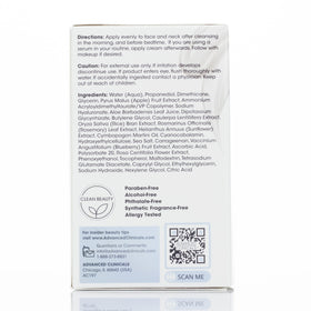 Advanced Clinicals aloe vera and apple extract ingredients displayed to show natural soothing